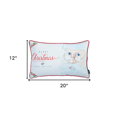 12" X 20" Red and White Christmas Santa Throw Pillow Cover