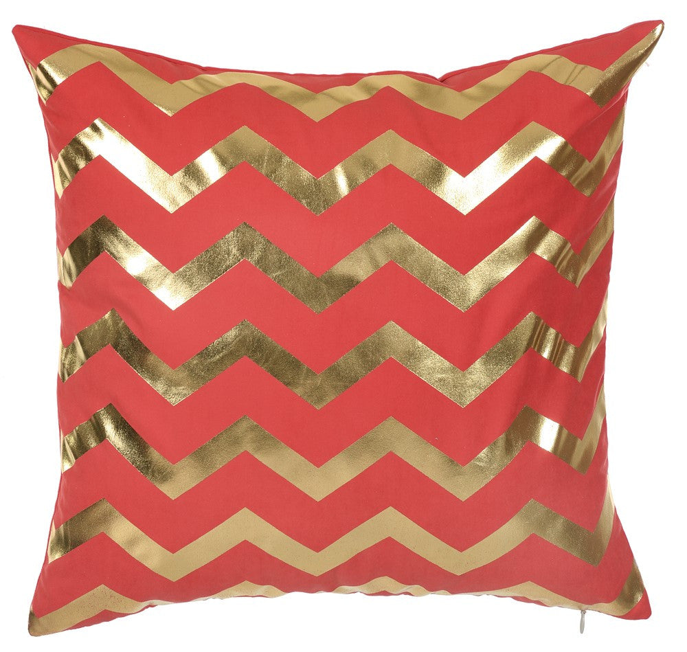 18" Red and Gold Throw Pillow Cover