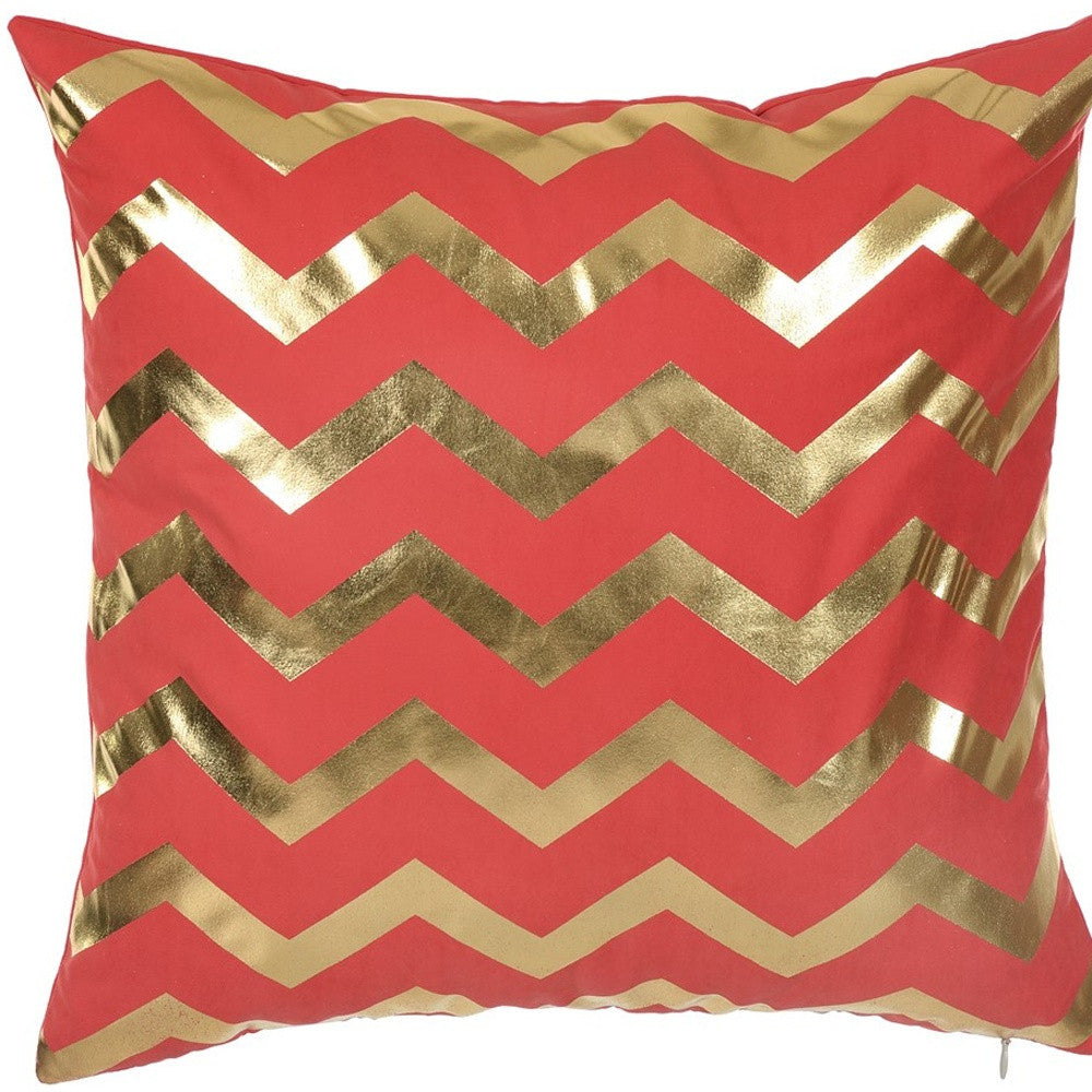 18" Red and Gold Throw Pillow Cover