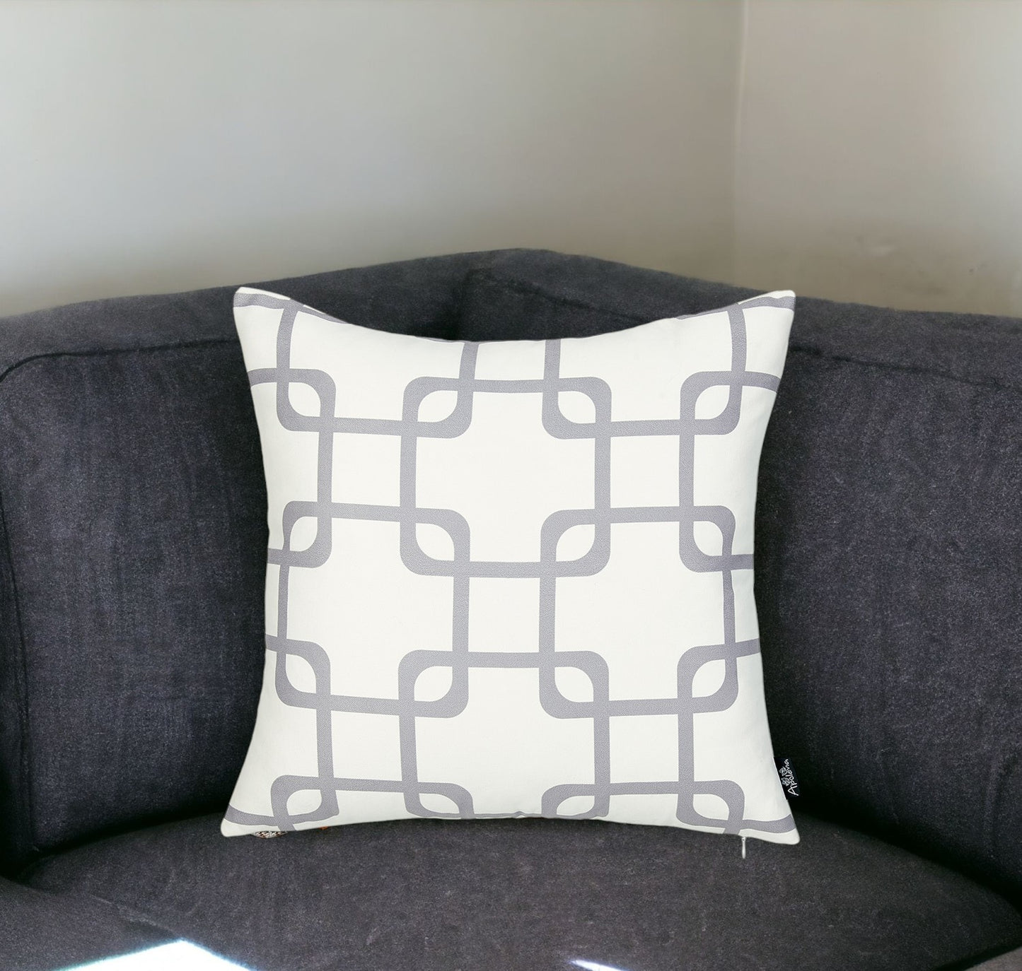 18" Gray and White Throw Pillow Cover