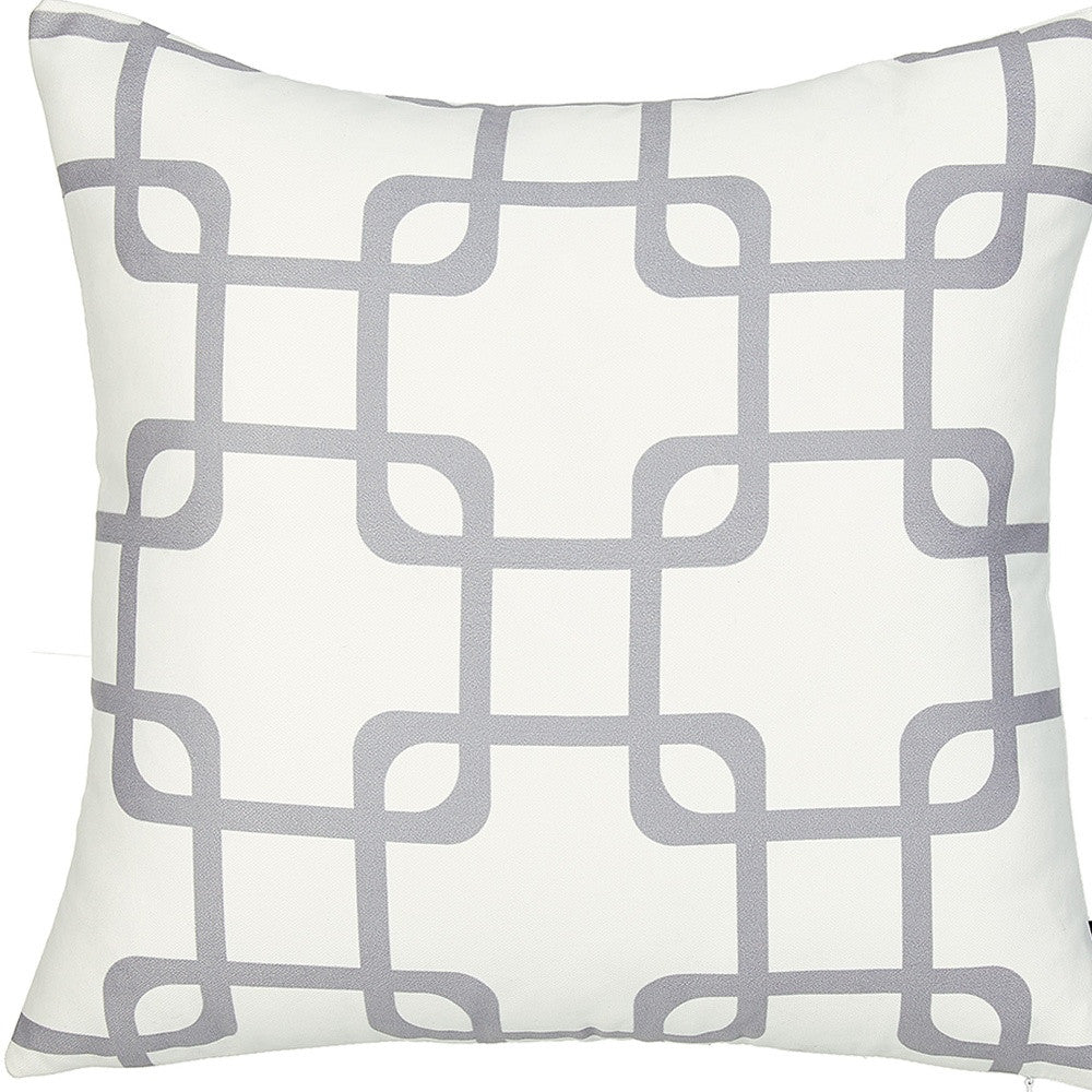 18" Gray and White Throw Pillow Cover