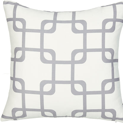 18" Gray and White Throw Pillow Cover