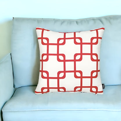 18" Red and White Throw Pillow Cover