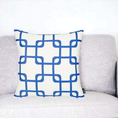 18" Blue and White Throw Pillow Cover