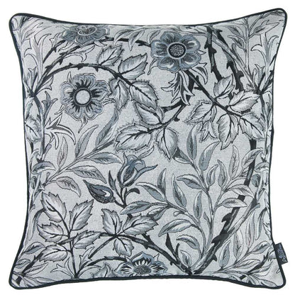 17"X 17" Grey Jacquard Artistic Leaf Decorative Throw Pillow Cover