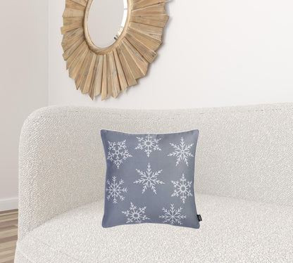 18" Silver Gray Holiday Snow Flakes Throw Pillow Cover