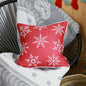 18" Red Christmas Snowflakes Decorative Throw Pillow Cover