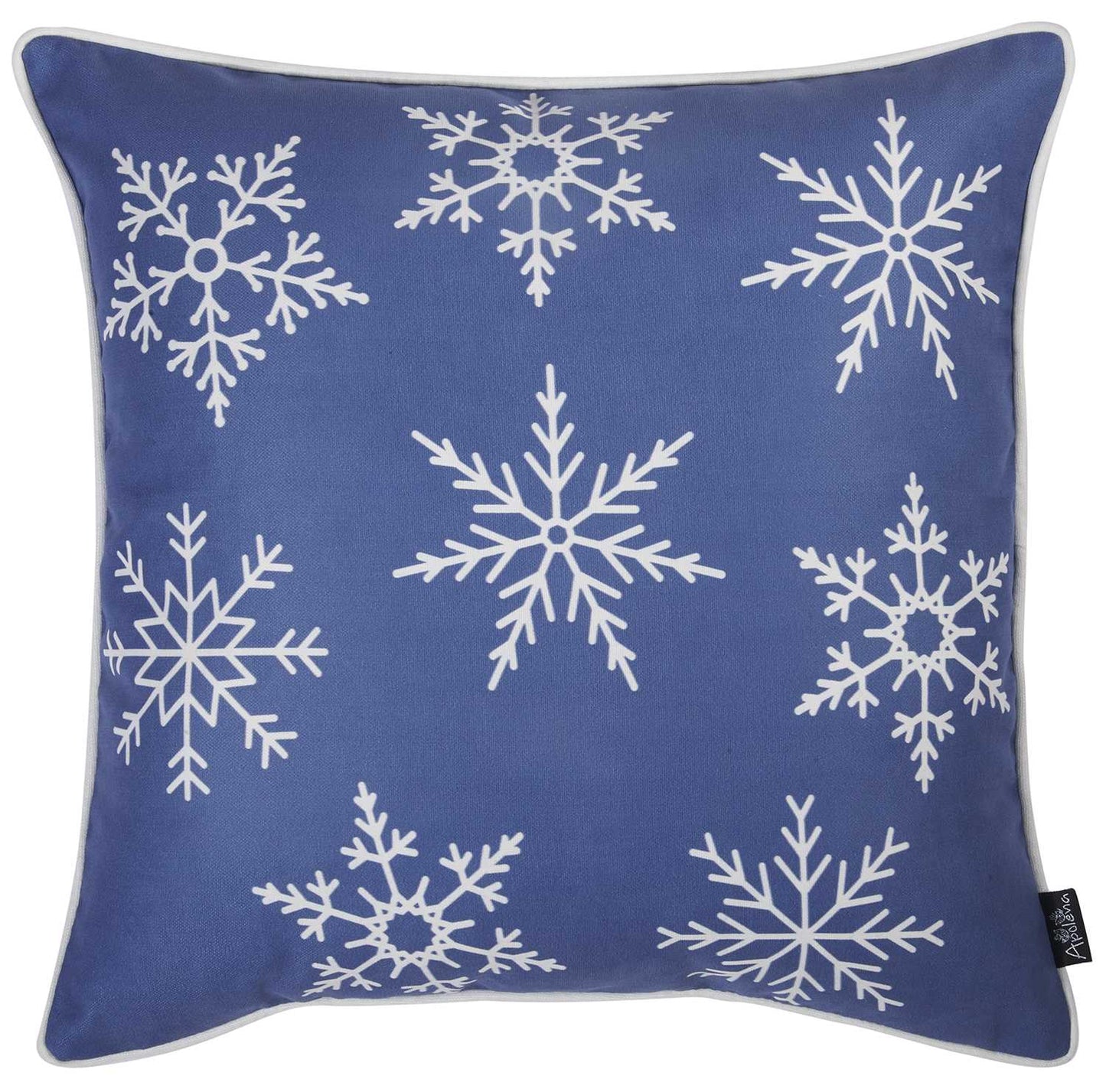 18" Blue Christmas Snow Flakes Throw Pillow Cover