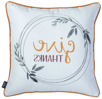 18" Orange and White Throw Pillow Cover