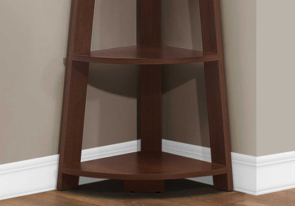 71" Brown Wood Corner Bookcase