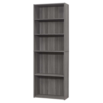 71" Gray Wood Adjustable Bookcase