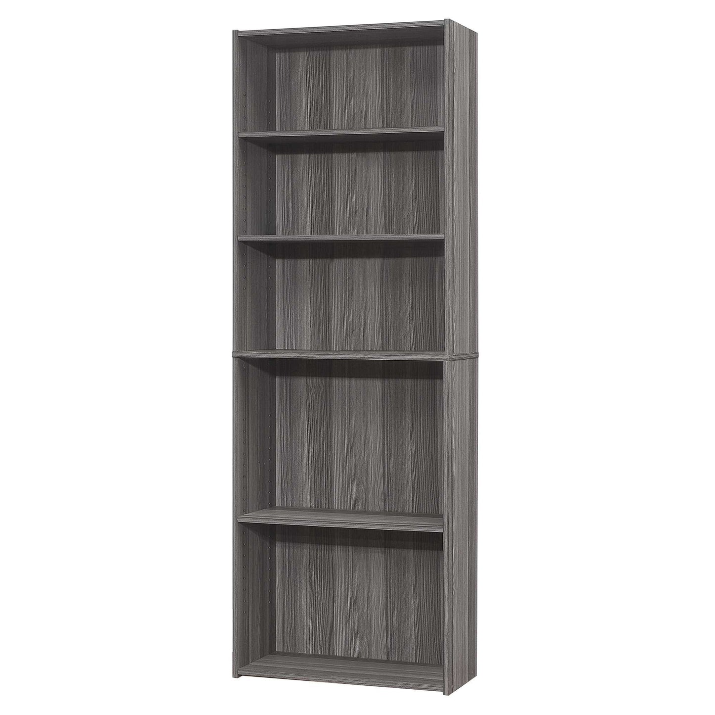 71" Gray Wood Adjustable Bookcase