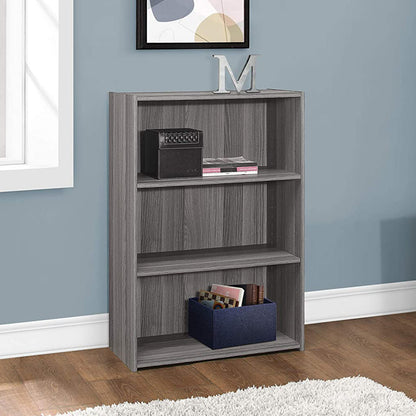 36" Gray Wood Adjustable Bookcase