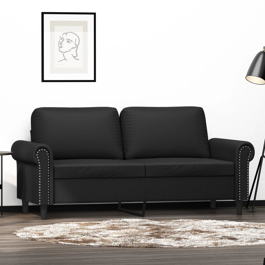 2-Seater Sofa Black 55.1" Faux Leather