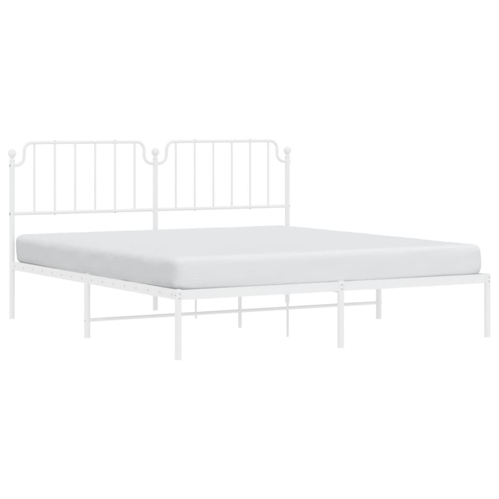 Metal Bed Frame without Mattress with Headboard White 72"x83.9"