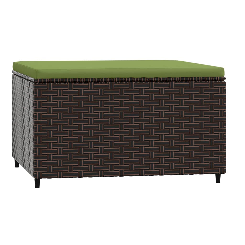 Patio Footrest with Cushion Brown Poly Rattan