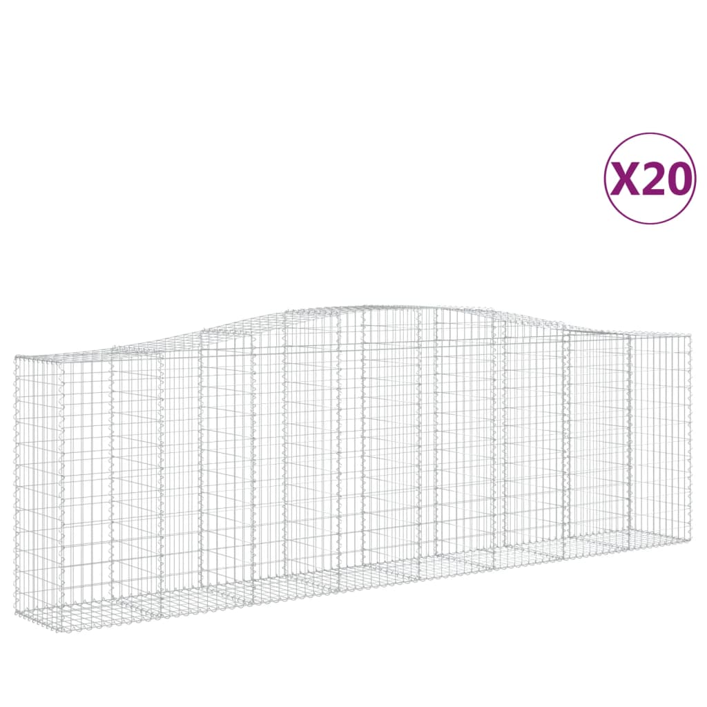 Arched Gabion Baskets 20 pcs 157.5"x19.7"x47.2"/55.1" Galvanized Iron