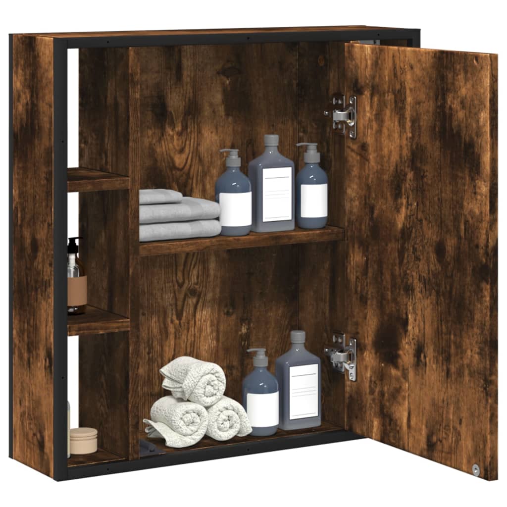 Bathroom Mirror Cabinet Smoked Oak 23.6"x6.3"x23.6" Engineered Wood