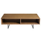 47" Brown And Black Metal Coffee Table With Two Shelves