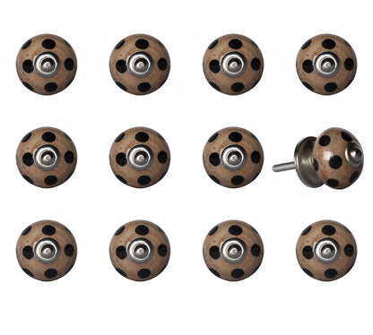 1.5" X 1.5" X 1.5" Ceramic Metal Brown Black 12 Pack Knob