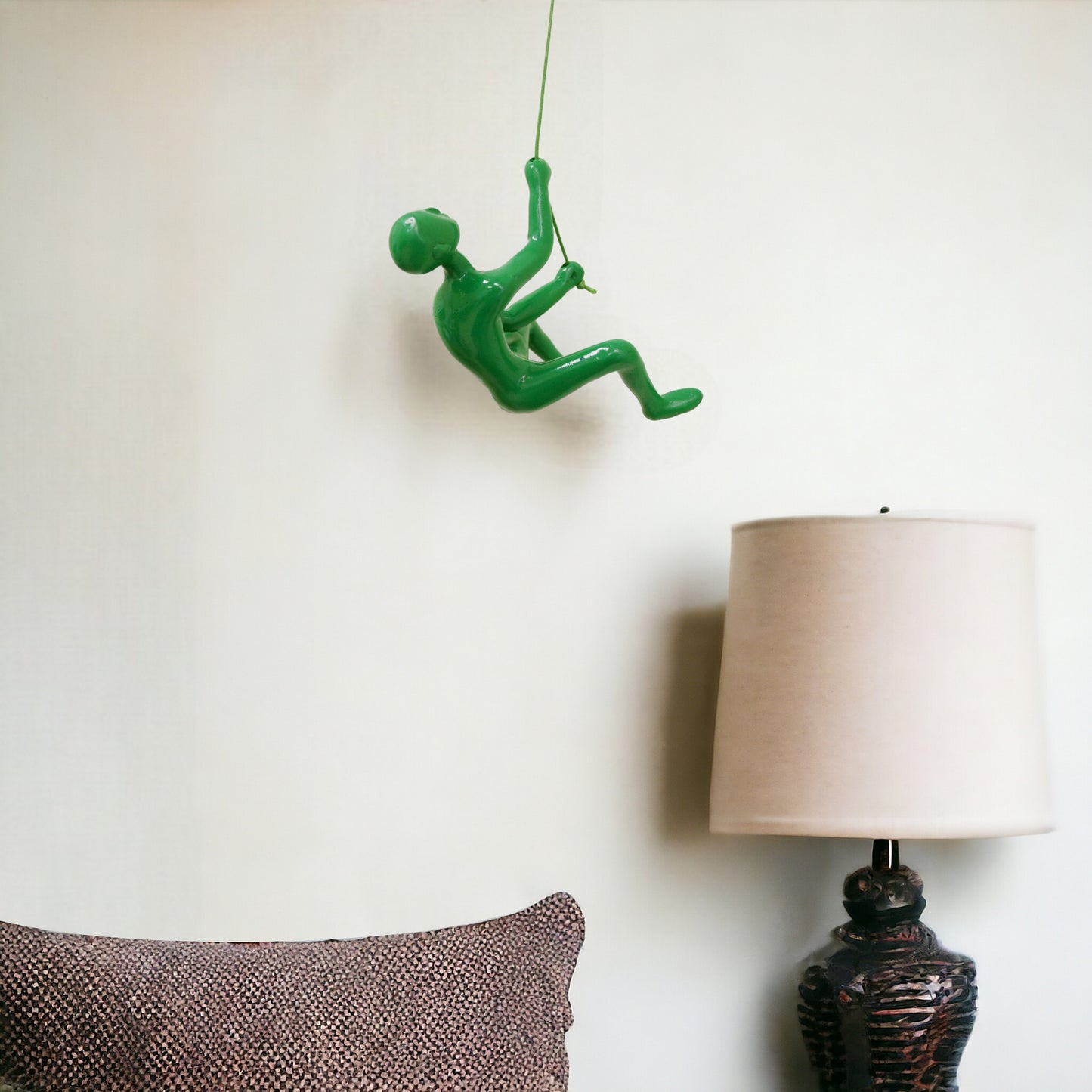 6" Green Unique Climbing Man With Rope Wall Art