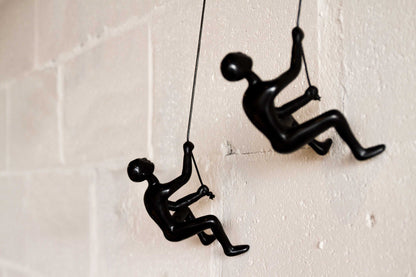 Set Of Two 6" Black Unique Climbing Men Wall Art