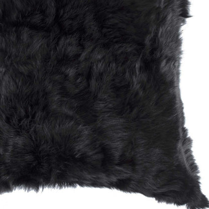 18" Black Wool Throw Pillow