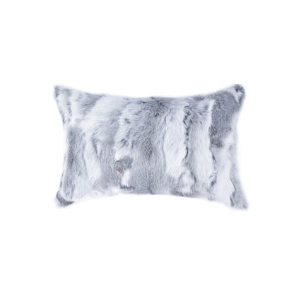 5" X 12" X 20" 100% Natural Rabbit Fur Grey Pillow