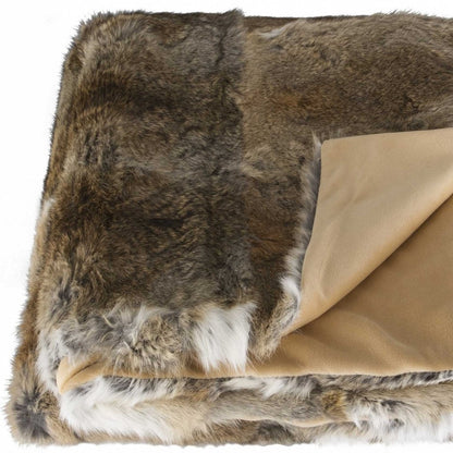 2" X 50" X 60" 100 Natural Rabbit Fur Hazelnut Throw Blanket