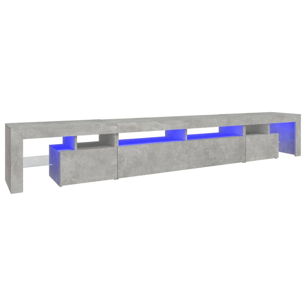 TV Stand with LED Lights Concrete Gray 102.4"x14.4"x15.7"