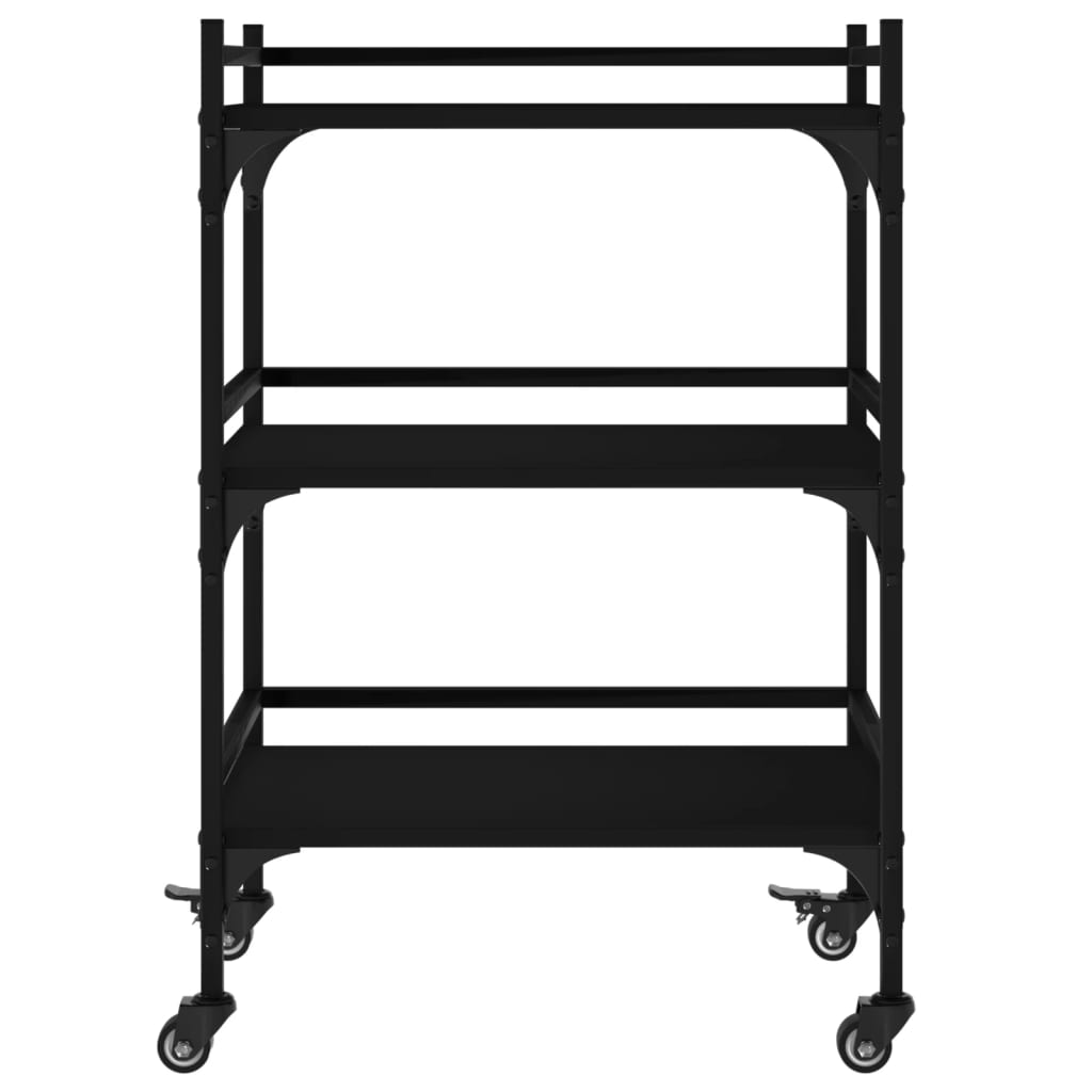 Kitchen Trolley Black 19.7"x13.8"x29.7" Engineered Wood