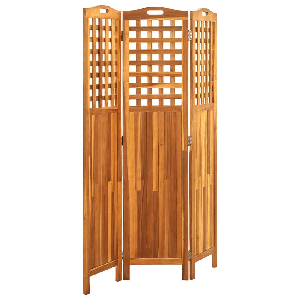 3-Panel Room Divider 47.6"x0.8"x66.9" Solid Acacia Wood