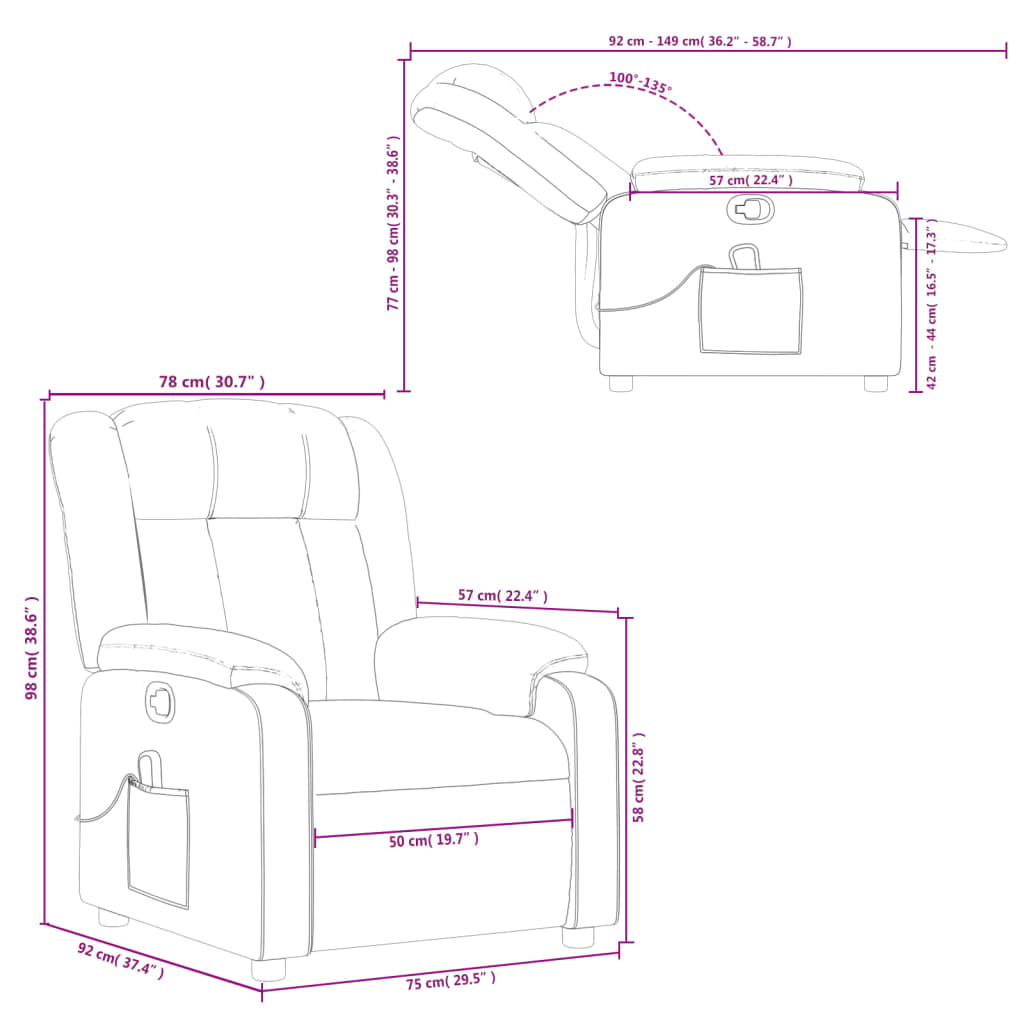 Massage Recliner Chair Black Fabric