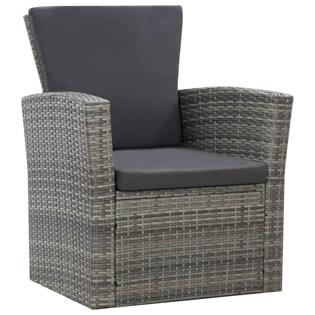 4 Piece Patio Lounge Set with Cushions Poly Rattan Gray