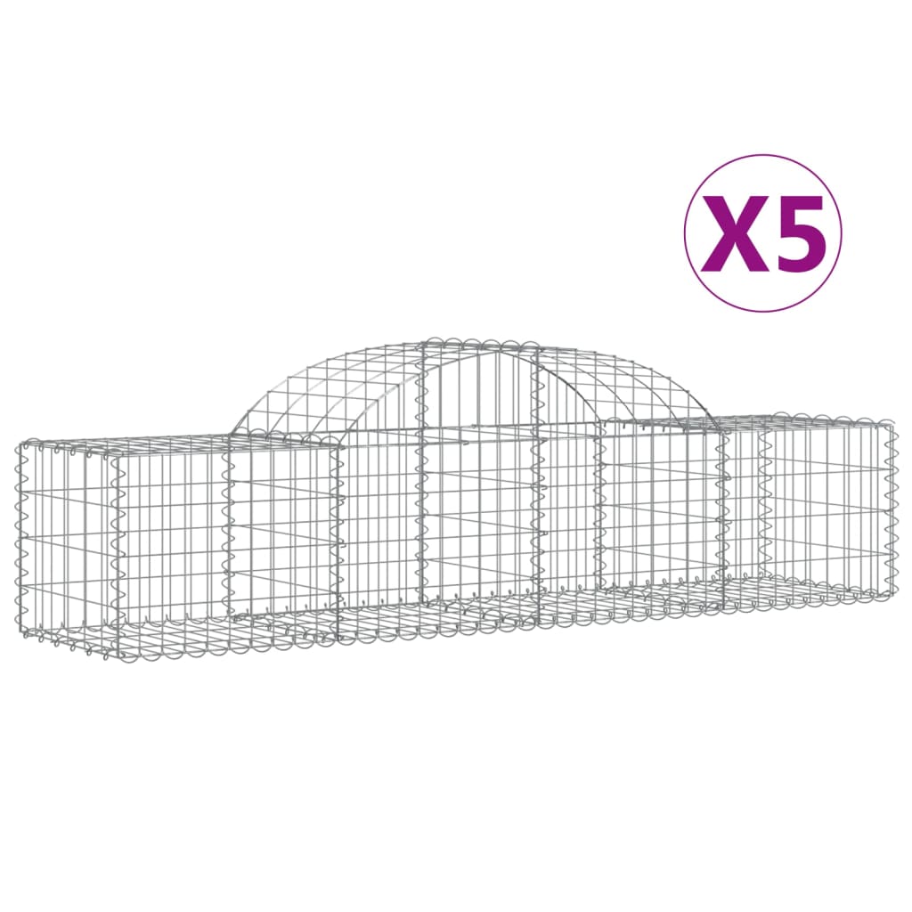 Arched Gabion Baskets 5 pcs 78.7"x19.7"x15.7"/23.6" Galvanized Iron