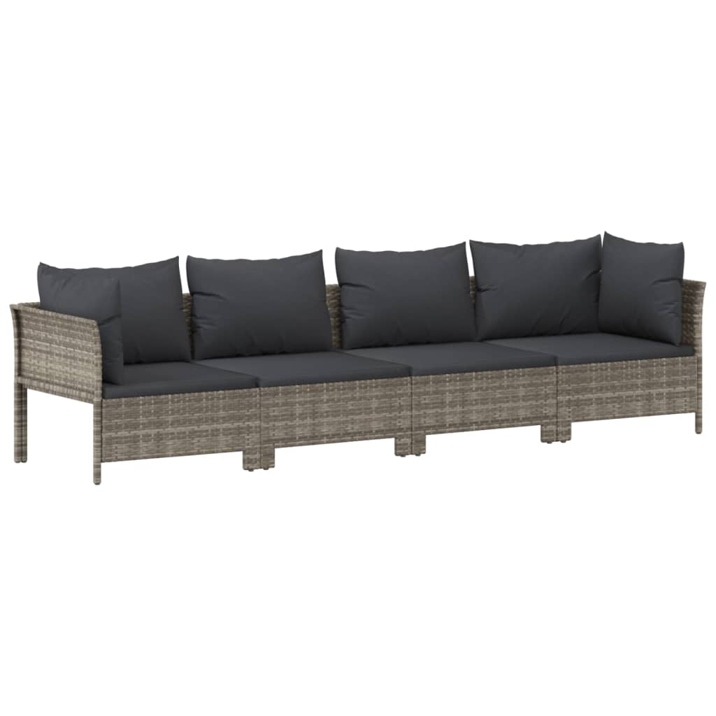 7 Piece Patio Lounge Set with Cushions Gray Poly Rattan