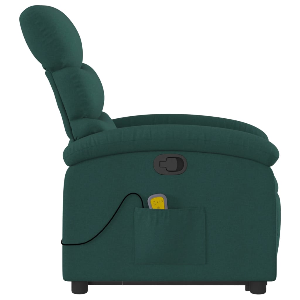 Stand up Massage Recliner Chair Dark Green Fabric