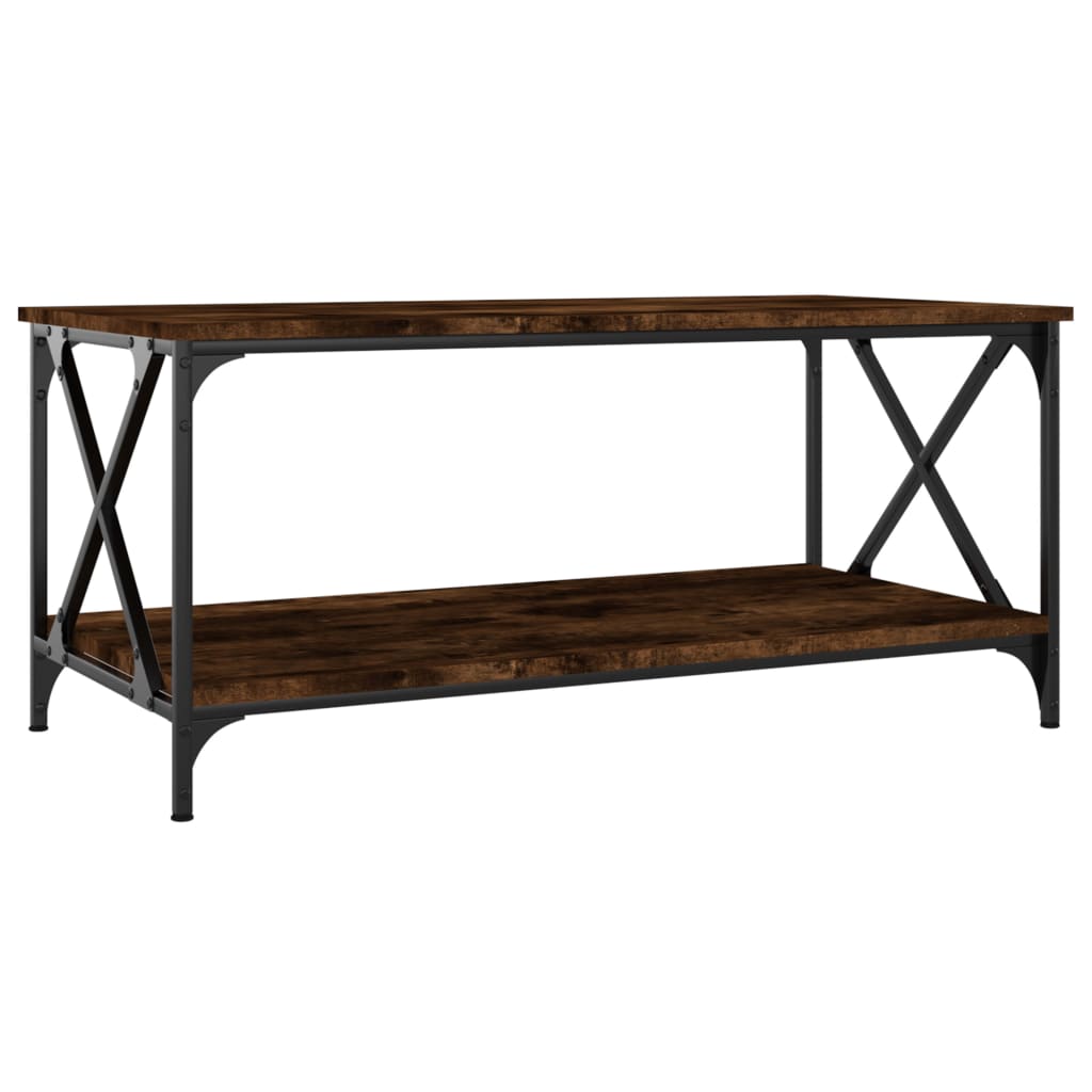 Coffee Table Smoked Oak 39.4"x19.7"x17.7" Engineered Wood and Iron