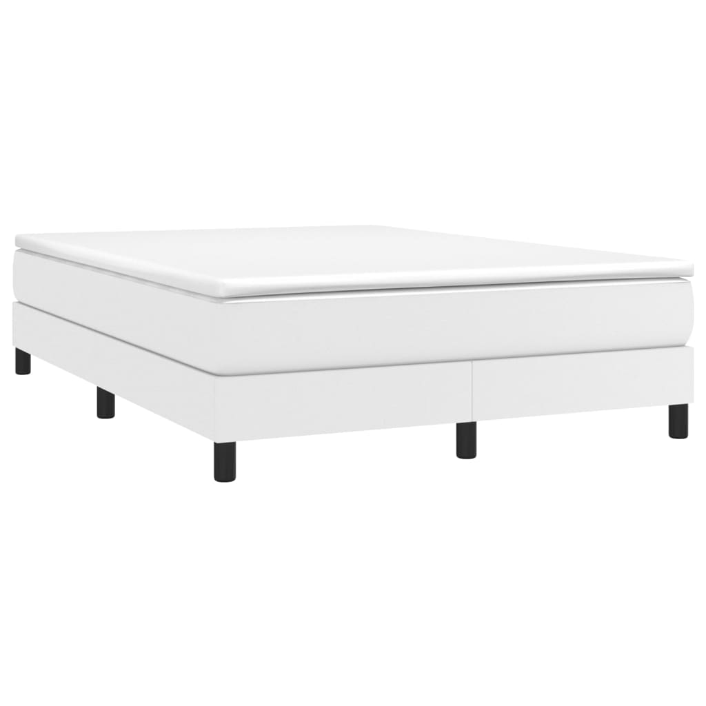 Box Spring Bed with Mattress White 59.8"x79.9" Queen Faux Leather