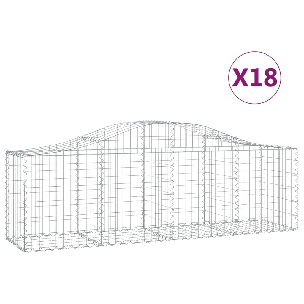 Arched Gabion Baskets 18 pcs 78.7"x19.7"x23.6"/31.5" Galvanized Iron