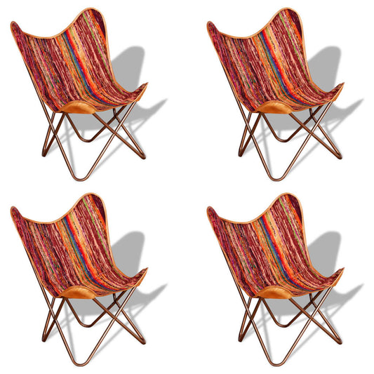 Butterfly Chairs 4 pcs Multicolor Chindi Fabric