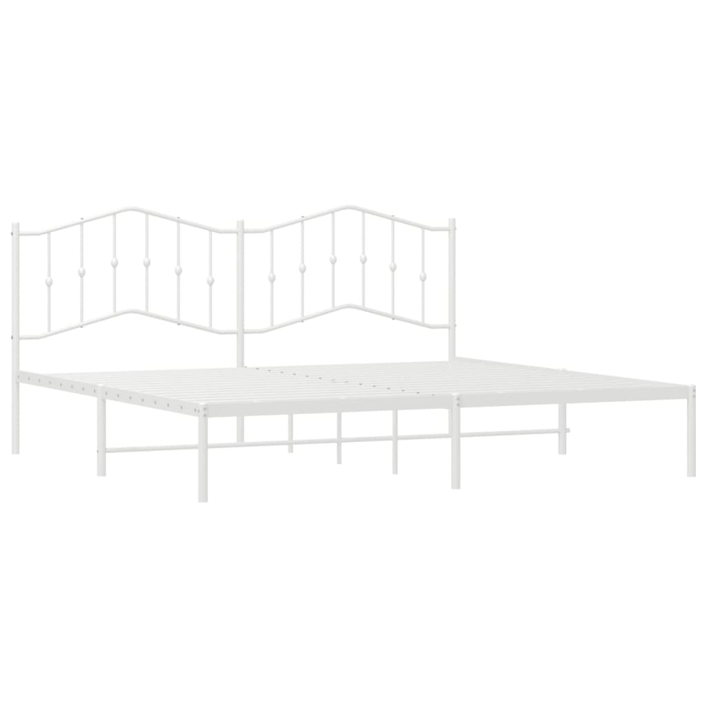 Metal Bed Frame without Mattress with Headboard White 76"x79.9"