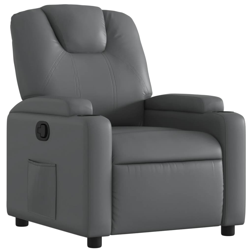 Recliner Chair Gray Faux Leather