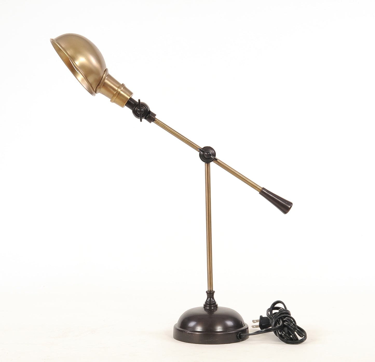 20" Black Metal Adjustable Desk Table Lamp With Gold Bowl Shade