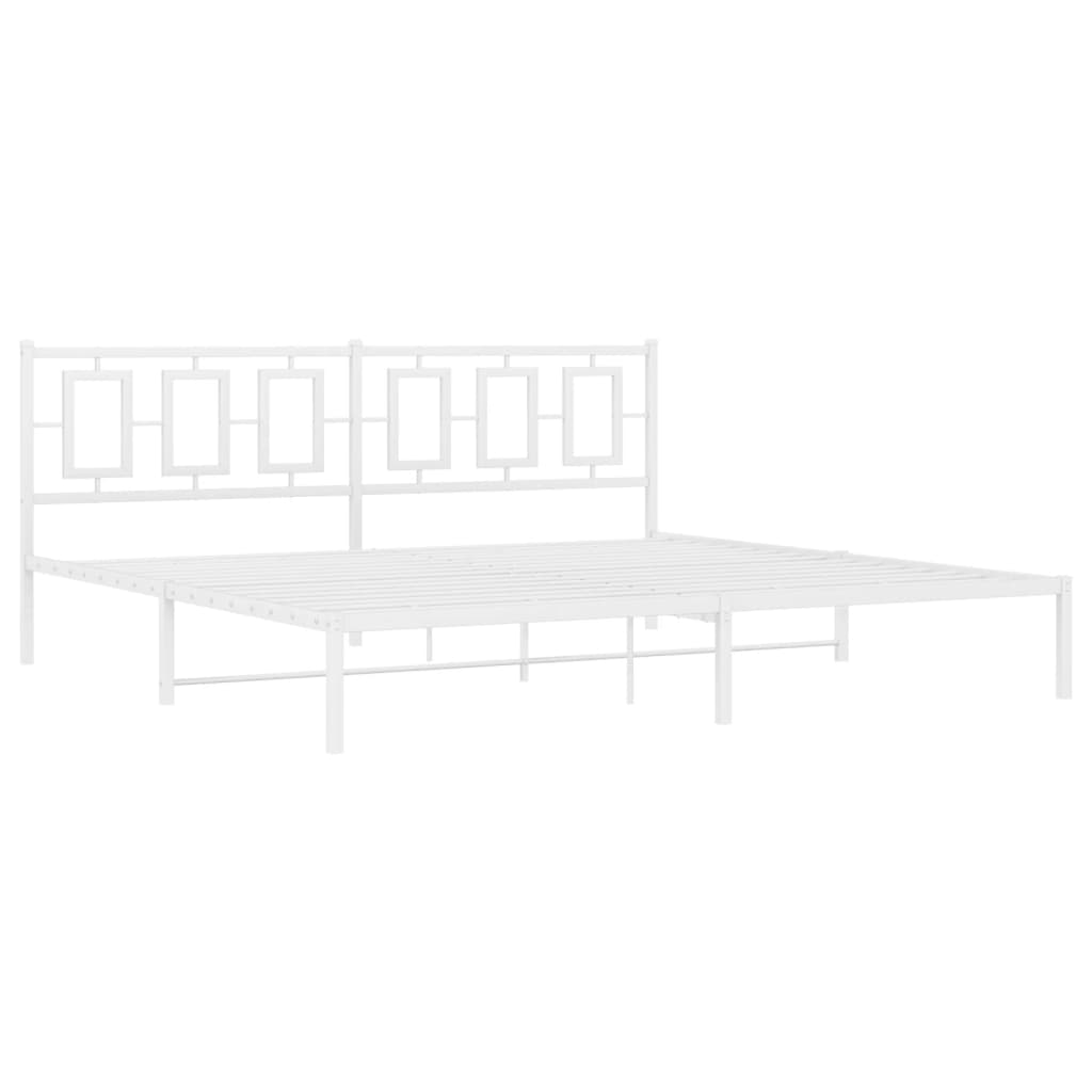 Metal Bed Frame without Mattress with Headboard White 76"x79.9"