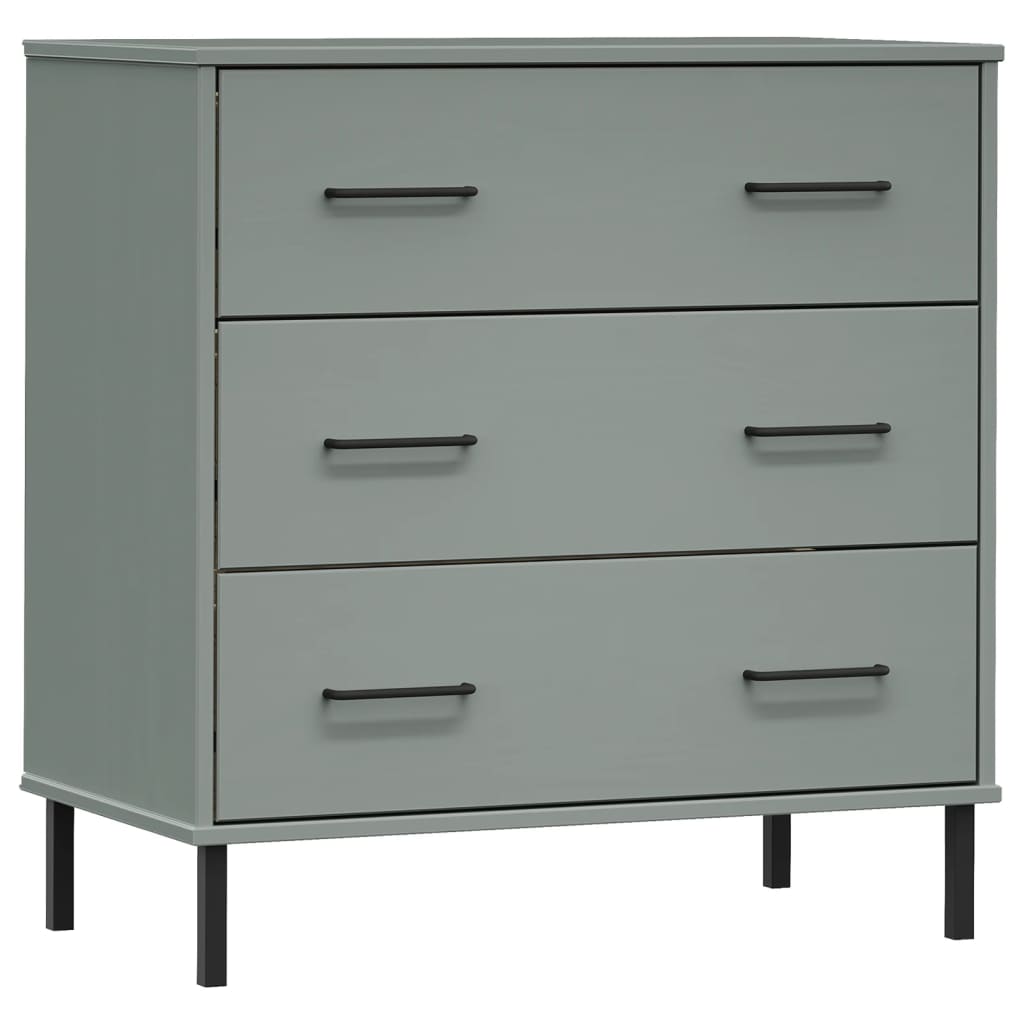 Sideboard with 3 Drawers Gray 30.3"x15.7"x31.3" Solid Wood OSLO