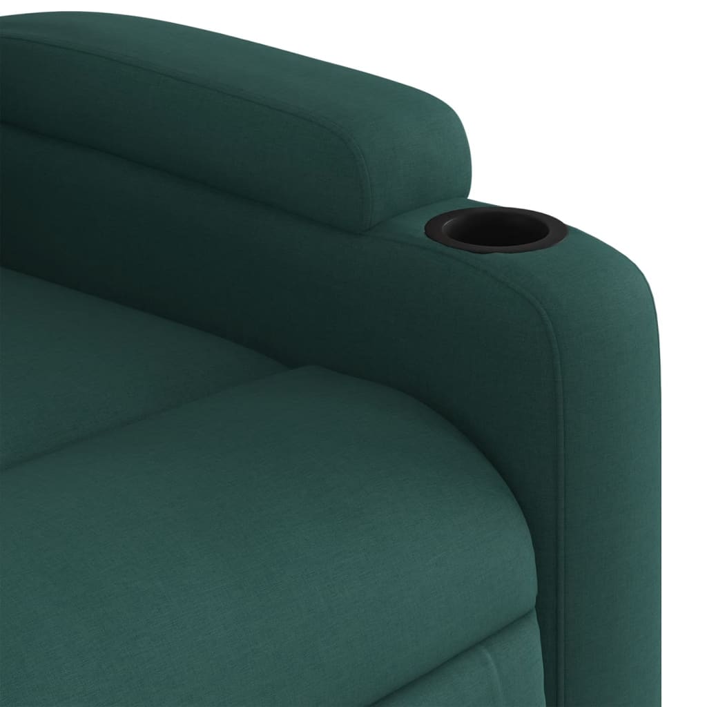 Massage Recliner Chair Dark Green Fabric