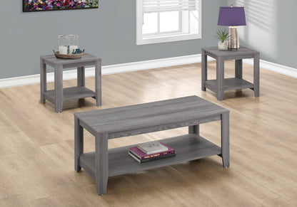 Set of Three 42" Gray Coffee Table With Shelf