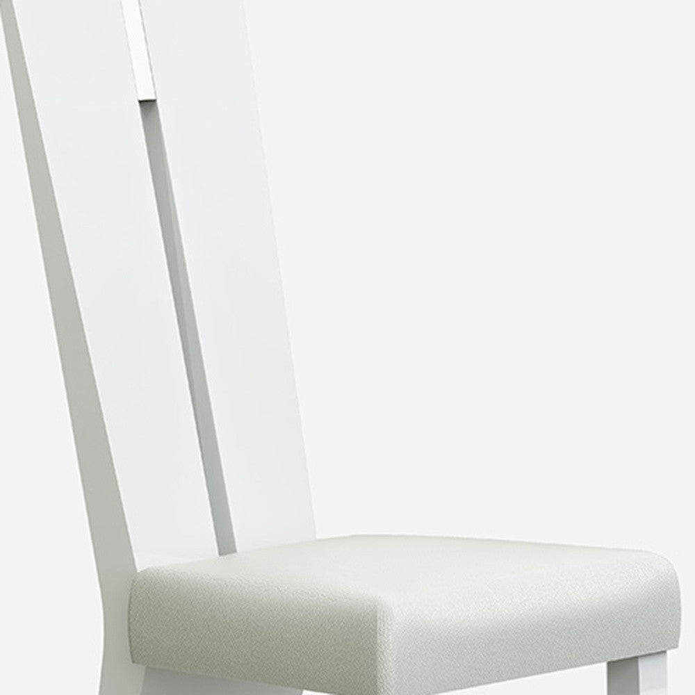 Set of Two Contemporary Sleek High Gloss White Dining Chairs