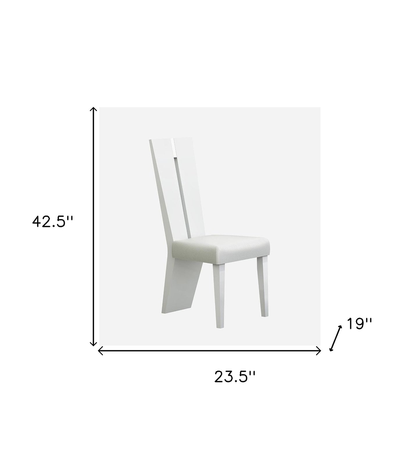 Set of Two Contemporary Sleek High Gloss White Dining Chairs